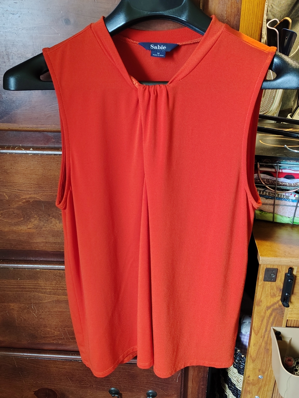 Sabine Sleeveless Tank Top in Bold Red-Orange